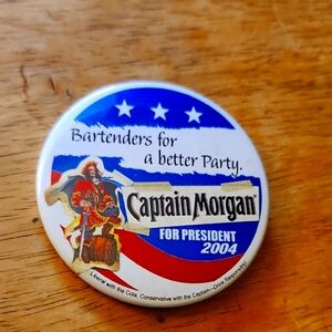 Captain Morgan Campaign Button - Red, Blue, White 2004  Lapel/Pin Jewelry